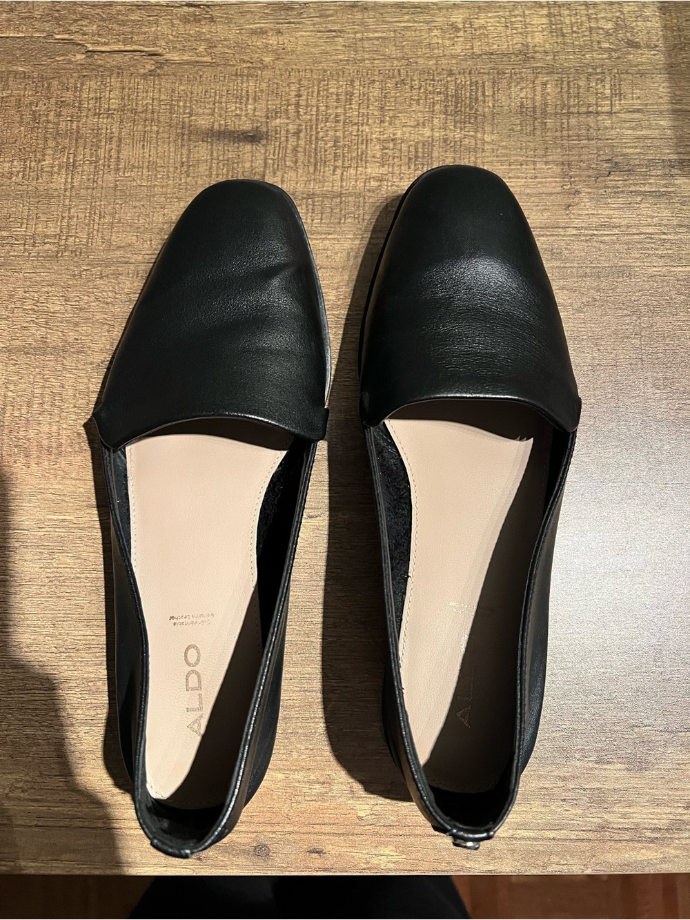 Aldo Black Square-Toe Slip-On Flats